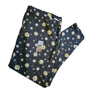 Daisy Leggings Black Yellow White Floral Juniors 21 XXXL NWT Jj3237